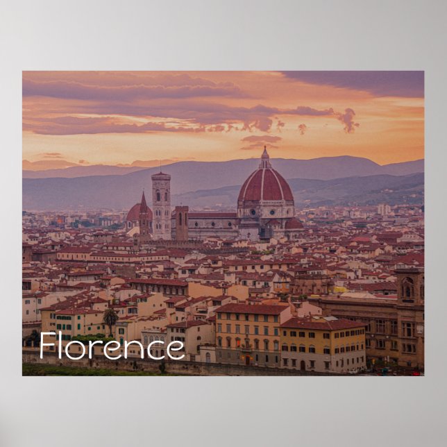 Poster Pôr do sol sobre Florença, Itália (Frente)