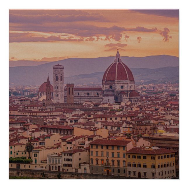 Póster Pôr do sol sobre Florença, Itália (Frente)
