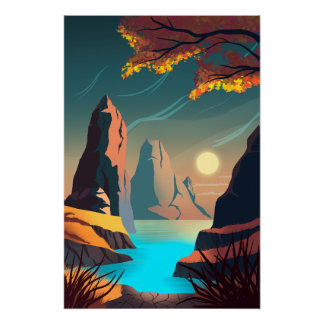 Póster Pôr do sol sobre o mar