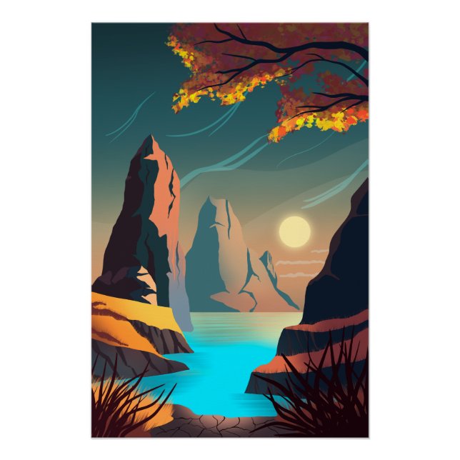 Póster Pôr do sol sobre o mar (Frente)