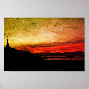 Poster Pôr do sol sobre o mar em Aberystwyth