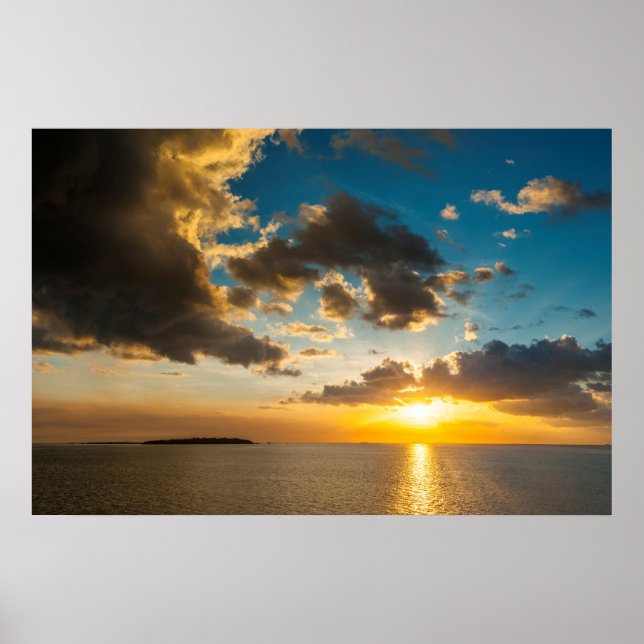 Poster Pôr do sol sobre o oceano, Fiji (Frente)