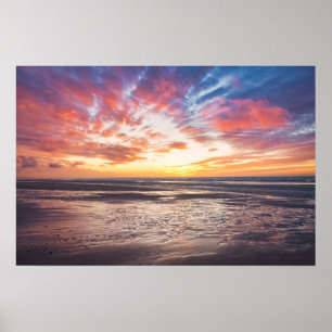 Poster Pôr do sol sobre praia e mar