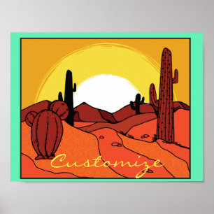 Poster Por do sol Thunder_Cove do cacto do deserto