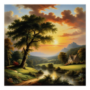 Póster Pôr do Sol Tranquilo à Beira do Rio