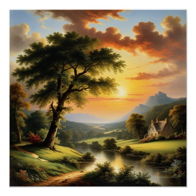 Póster Pôr do Sol Tranquilo à Beira do Rio (Frente)