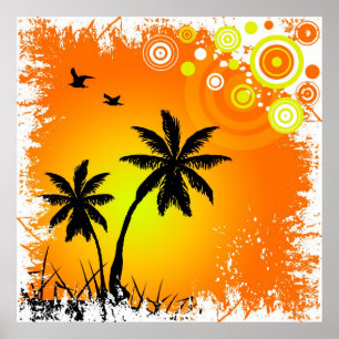 Poster pôr do sol tropical