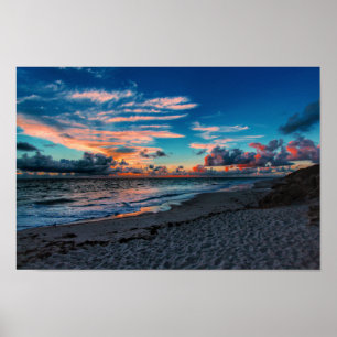 Poster Por do sol tropical do oceano do Sandy Beach