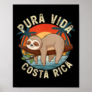 Poster Pôr do Sol Tropical Natureza Preguiça Costa Rica P