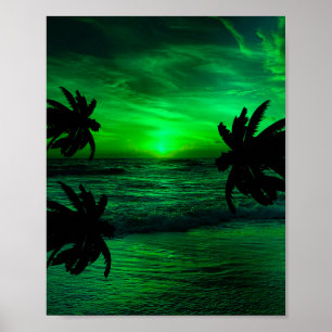 POSTER PÔR DO SOL VERDE CENA OCEÂNICA