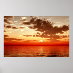 Póster por do sol vermelho