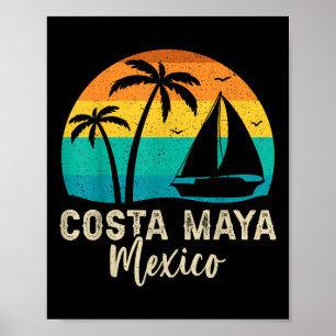 Poster Pôr do sol vintage Costa Maya México Correspondênc