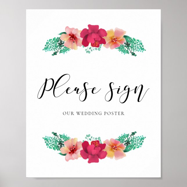 Poster Por favor, assine - Cartaz de casamento personaliz (Frente)
