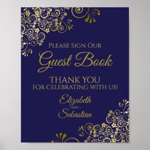 Poster Por Favor, Assine Nosso Livro De Convidado Dourado