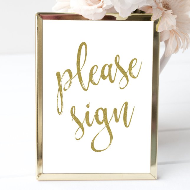 Poster Por favor, assine o sinal de casamento com glitter (Criador carregado)