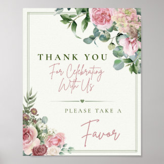 Poster Por Favor, Leve um Favor | Floral Rosa Desbotado