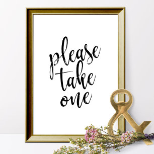 Poster Por Favor, Pegue Um  Cartaz de Casamento Preto e B