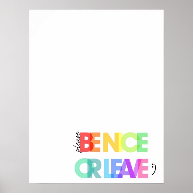 Poster Por favor, seja gentil ou saia (Frente)