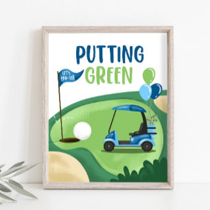 Poster Pôr Golfe Verde - Sinal de Aniversário de Criança