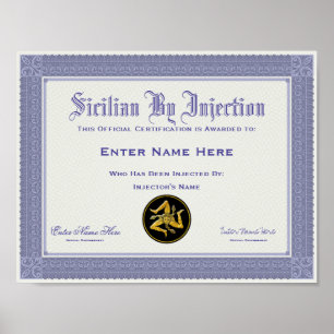 Póster Por injecção certificação siciliano engraçada