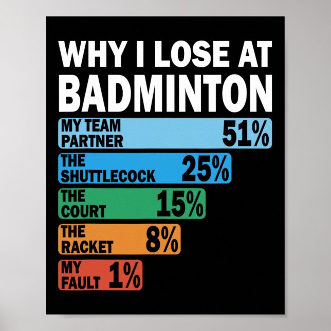 Poster Por Que Eu Perder Em Badminton Engraçado Minha Cul (Frente)