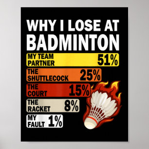 Poster Por que Perco no Badminton Engraçado Minha Culpa