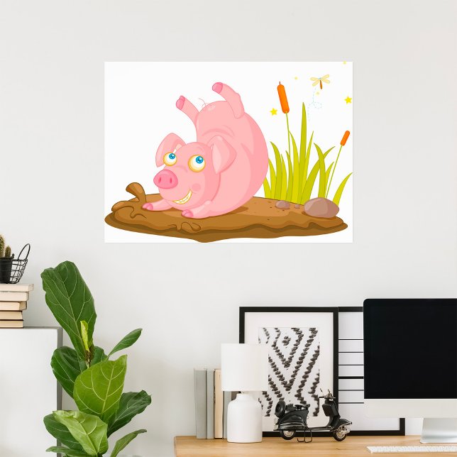 Poster Porco Brincalhão na Lama Animal de Fazenda Diverti (Criador carregado)