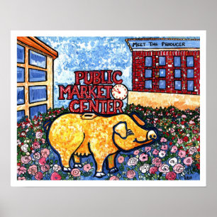 Póster Porco Center do mercado
