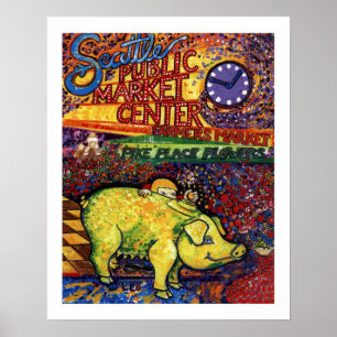 Poster Porco com Flores