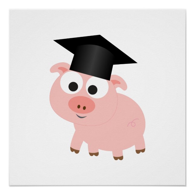 Póster Porco de Graduação em Cute (Frente)