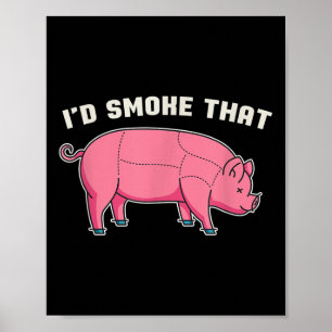 Poster Porco Engraçado Fumar O Chef De Churrasco Grelando