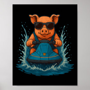 Poster Porco Legal De Óculos De Sol Fazendeiro Animal De