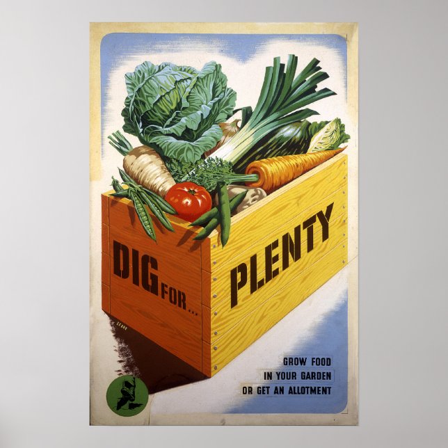 Poster Porco para abundância - Fruta e vegetação (Frente)
