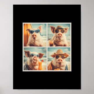 Poster Porcos Legais Com Óculos De Sol Fazenda Animais Fé