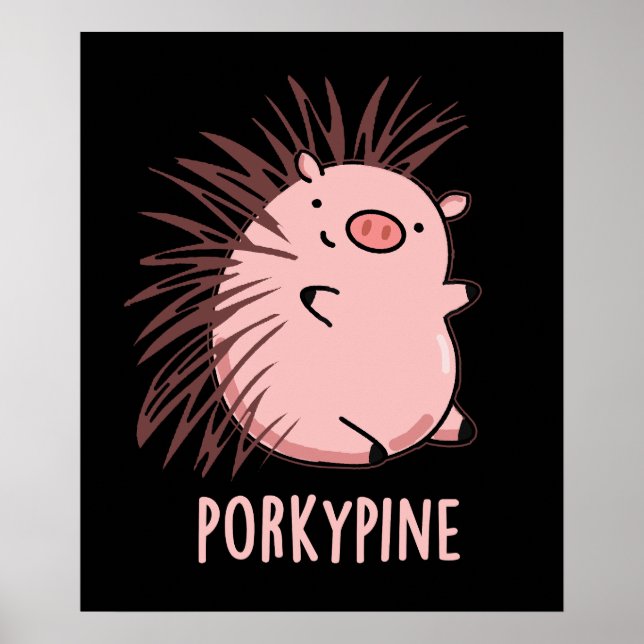 Poster Porky-pine Porco Espinho Engraçado Pun Porco BG Es (Frente)