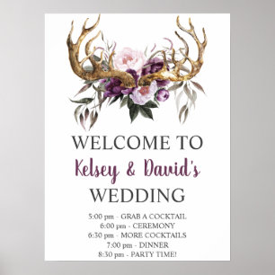 Poster Pormenores do Casamento de Povos Rosa Púrpura Boh