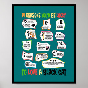 Poster Porque é afortunado amar um gato preto