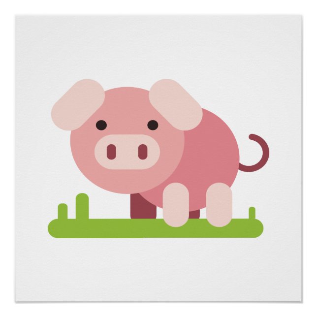 Póster Porquinho Rosa Alegre (Frente)