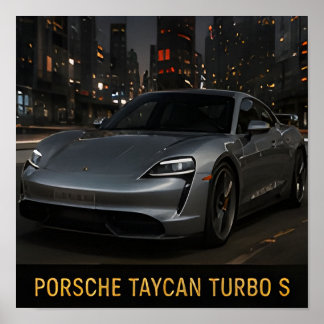 Poster Porsche Taycan Turbo S Desempenho Elétrico Moderno