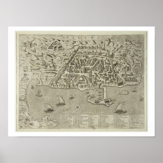 Póster Port and Town of Argel, c.1572 (gravura) (Frente)