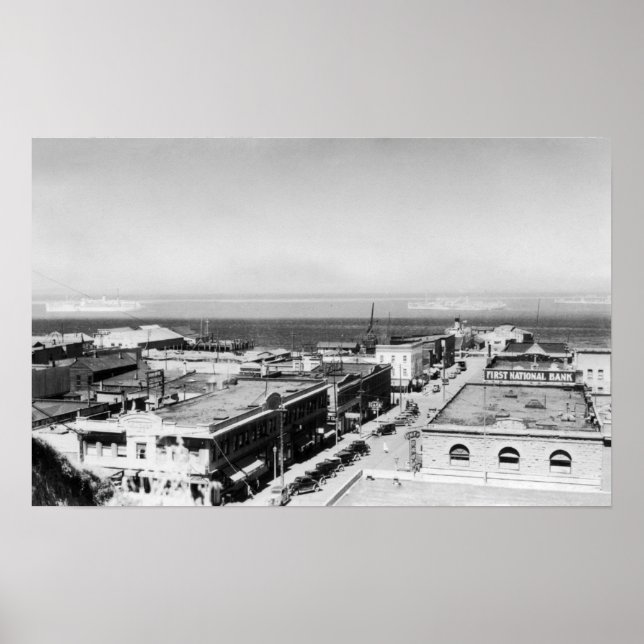 Poster Port Angeles, WA Town View e Harbor Photoião (Frente)