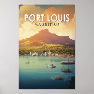 Poster Port Louis Maurícia Viagem Art Vintage