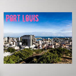 Poster Port Louis Skyline Capital da Maurícia