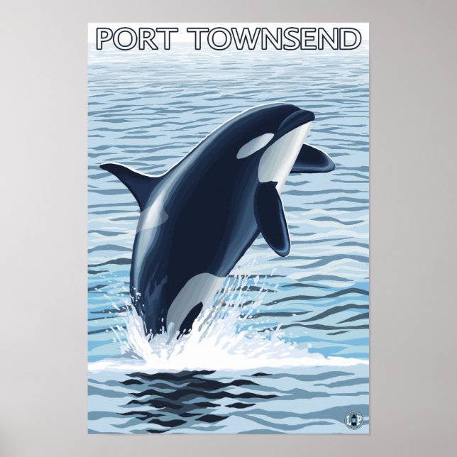 Póster Port Townsend, Washington Orca Jumping (Frente)