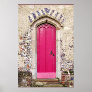 Póster Porta cor-de-rosa velha