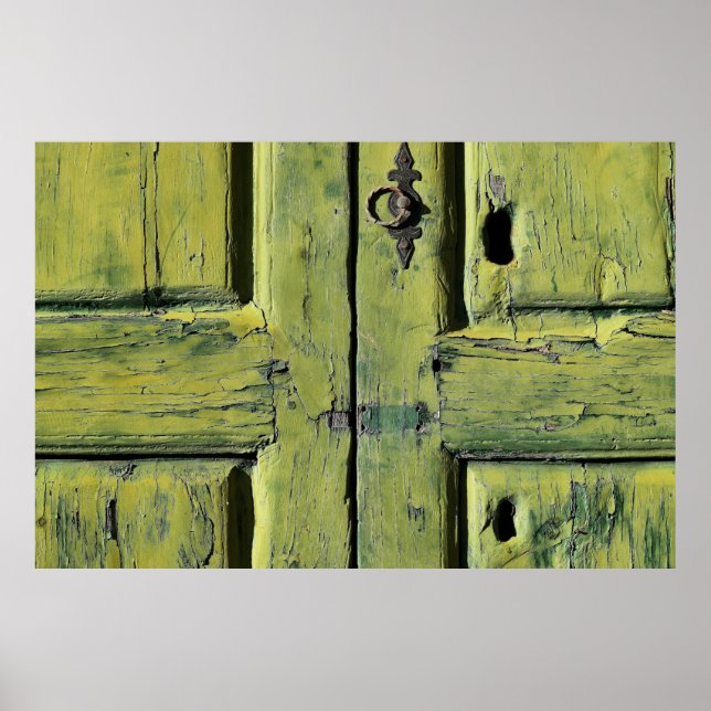 Poster Porta de 2 painéis de madeira marrom fechada (Frente)