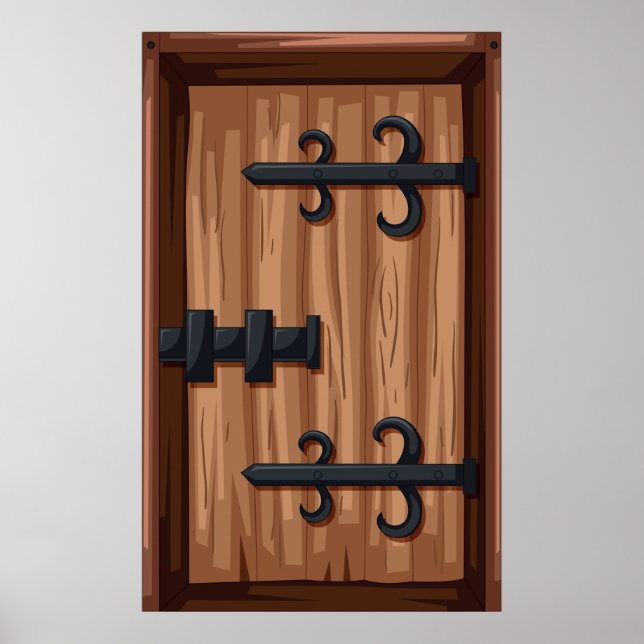 Poster Porta de madeira medieval (Frente)