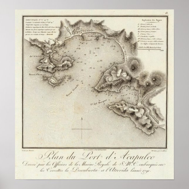 Póster Porta do Mapa de Acapulco (Frente)