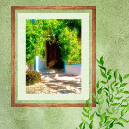 Poster Porta Rústica Com Folhagem