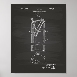 Póster Portable Fire Extinguisher 1925 - Chalkboard